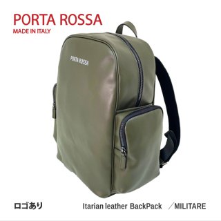 PORTAROSSA  BACKPACK カーキ ロゴあり バックパック リュックサック 約15L イタリア製 khaki logo 本革 レザー 通勤 ジム 旅行 トラベル ギフト 父の日<img class='new_mark_img2' src='https://img.shop-pro.jp/img/new/icons23.gif' style='border:none;display:inline;margin:0px;padding:0px;width:auto;' />