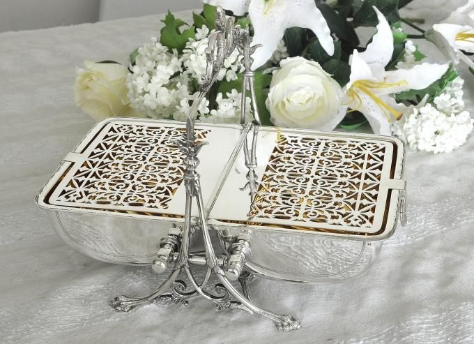 シルバープレート】1880年 美彫り ビスケットウォーマー Fenton