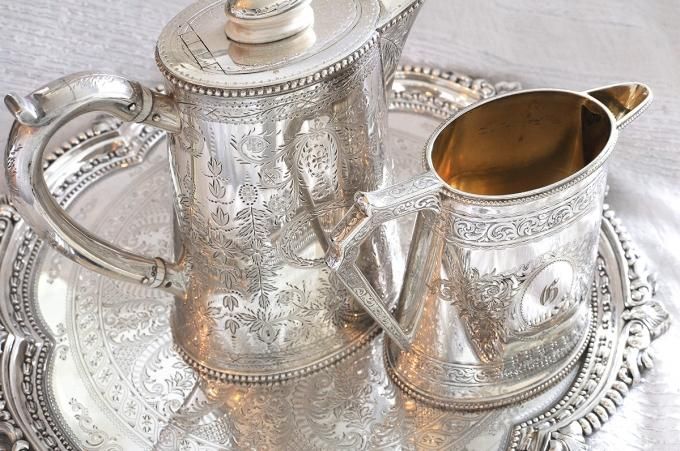 MEISSEN - 英国製 純銀／スターリングシルバー コーヒーポット 紅茶に合う美しいおすすめのスターリングシルバーのコーヒー