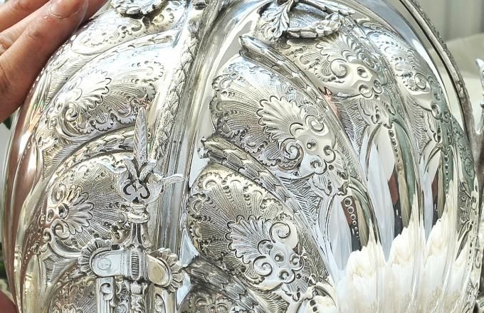 シルバープレート】三面 ビスケットウォーマー Fenton Brothers