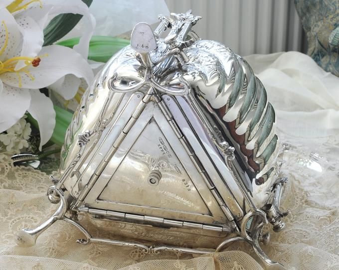 シルバープレート】三面 ビスケットウォーマー Fenton Brothers