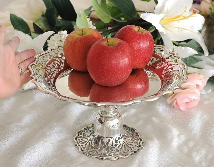 SOLD◇英国アンティーク銀器【純銀】1905年 ピアスドコンポート/透かし