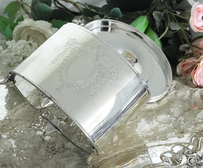 レア　イギリスアンティーク　ビスケットジャー 英国アンティーク銀器【シルバープレート】ビスケットジャー