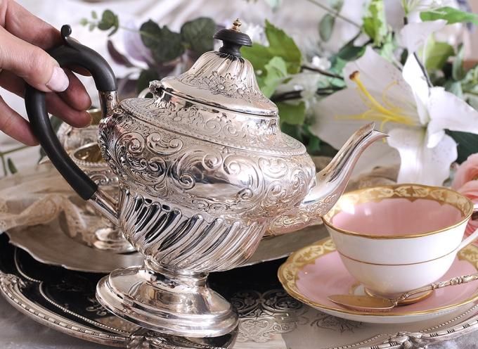 英国アンティーク YEOMAN 純銀P ティーセット