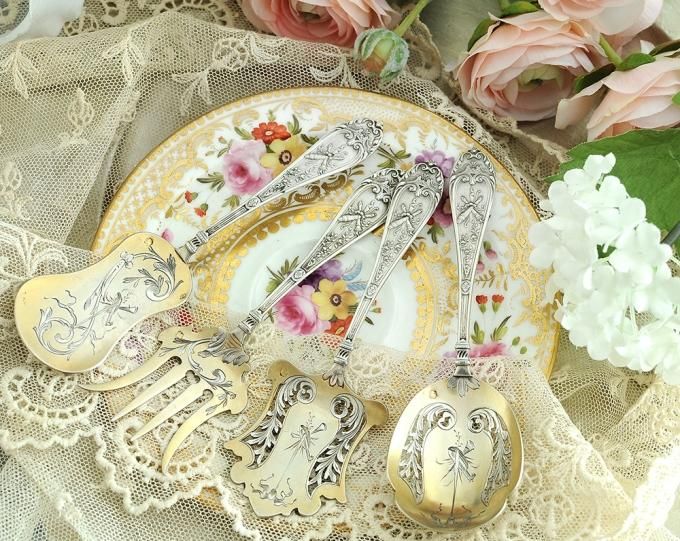 フランスアンティーク銀器【銀800】ピアシングが美しいサービング