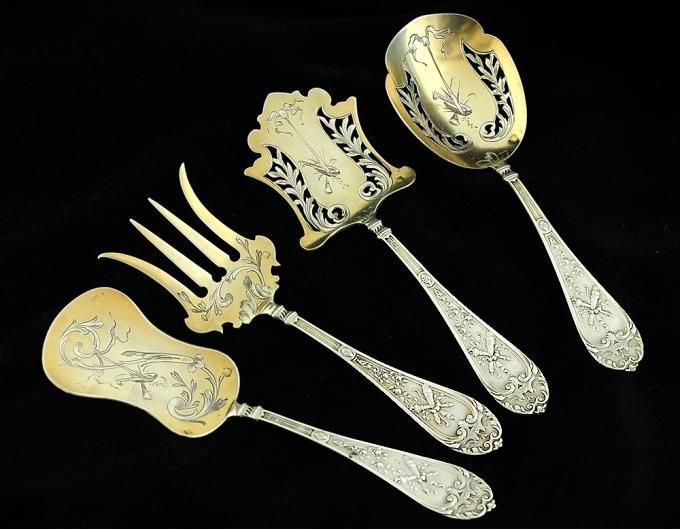 フランスアンティーク銀器【銀800】ピアシングが美しいサービング