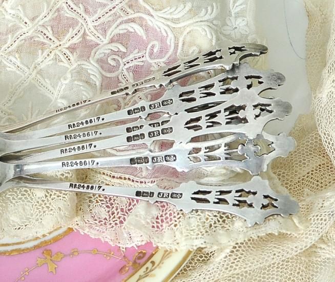 アンティーク　シルバースプーン&トング アンティークシルバー、アンティーク銀器 純銀製(925) 1896年 美