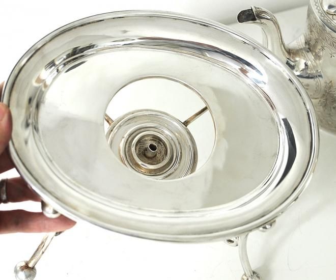 【Brook & Son】 ティーケトル　バナー/スタンド【シルバープレート】 Yahoo!オークション - 【SHERIDAN】大型ティーケトル スタンド