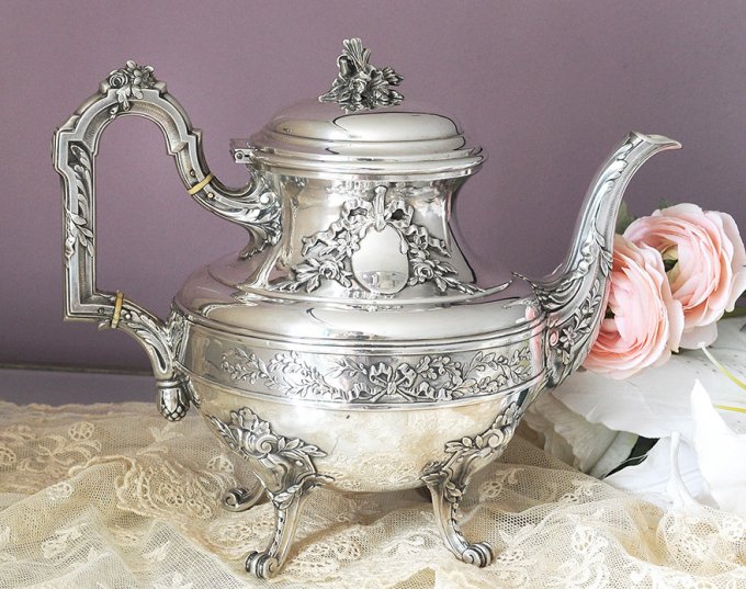 フランスアンティーク角砂糖つかみ リボン装飾