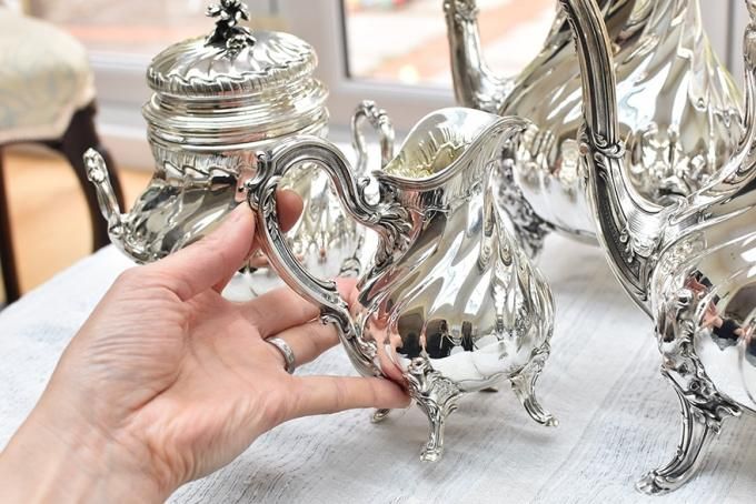 フレンチアンティーク銀器【銀950】ティーサービス4点