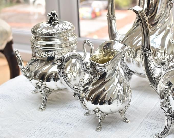 フレンチアンティーク銀器【銀950】ティーサービス4点 Puiforcat