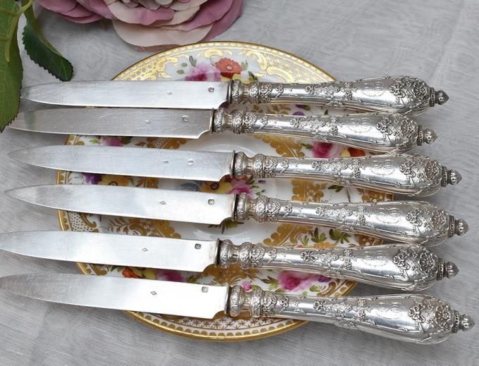 フレンチシルバー【銀950】デザートナイフ6組セット◇ - Edwardian 