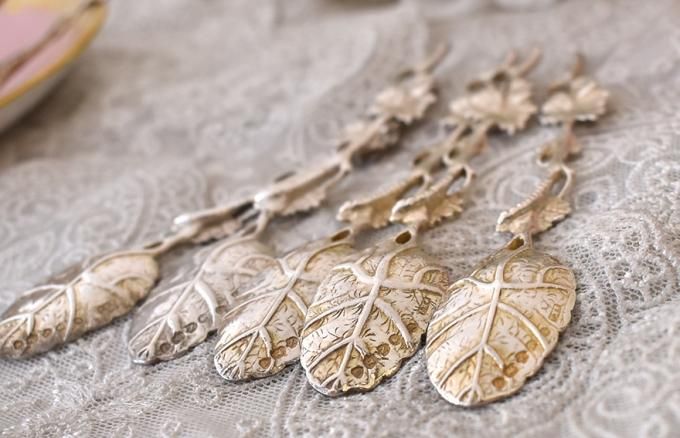 英国アンティーク銀器【純銀】1888年 ティースプーン6本セット