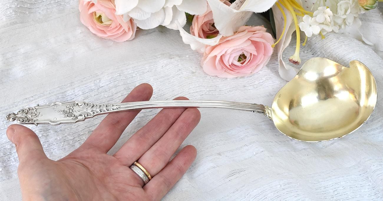 仏アンティーク銀器【銀950】Acanthus レードル◇Puiforcat ピュイ