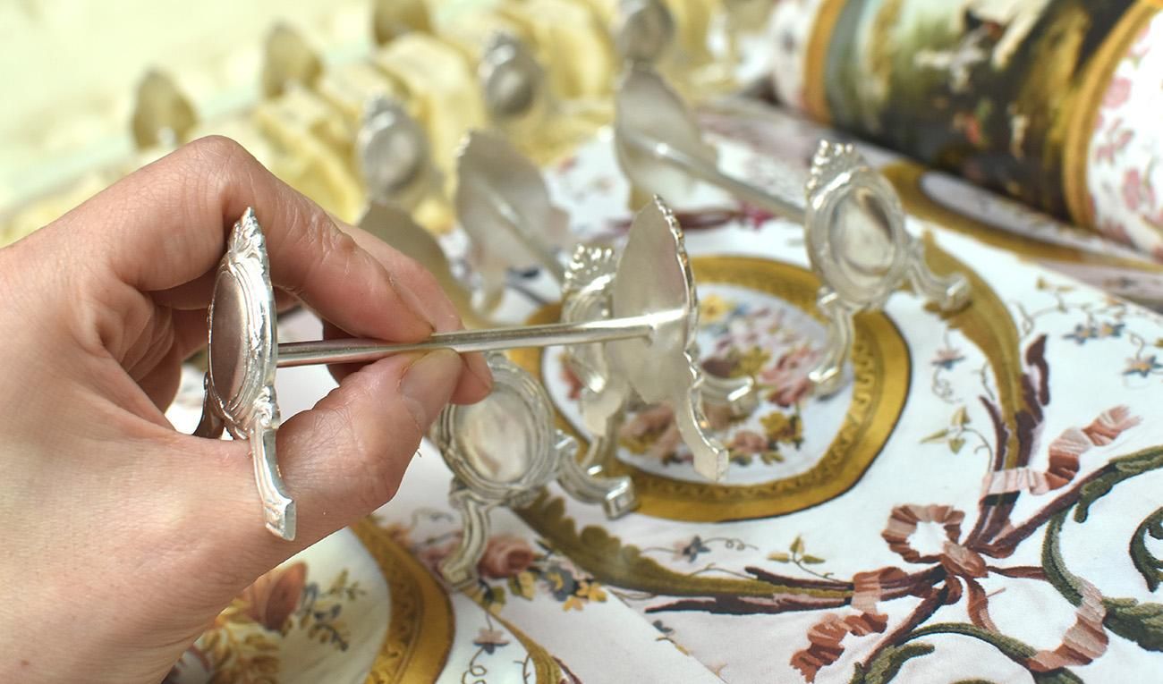 仏アンティーク銀器【シルバープレート】ナイフレスト◇4組セット