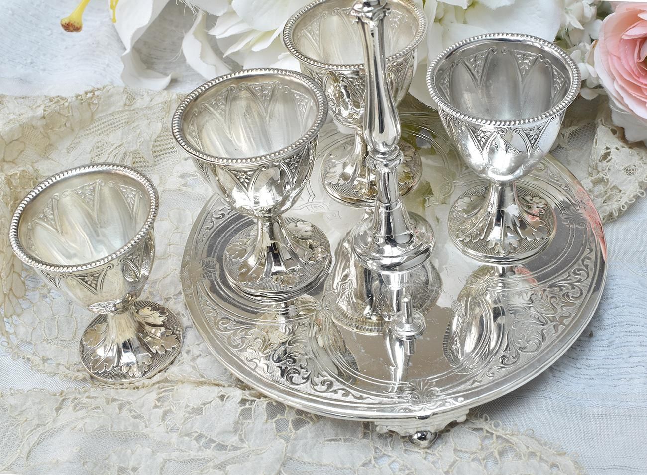 英国アンティーク銀器【シルバープレート】エッグクリュエット