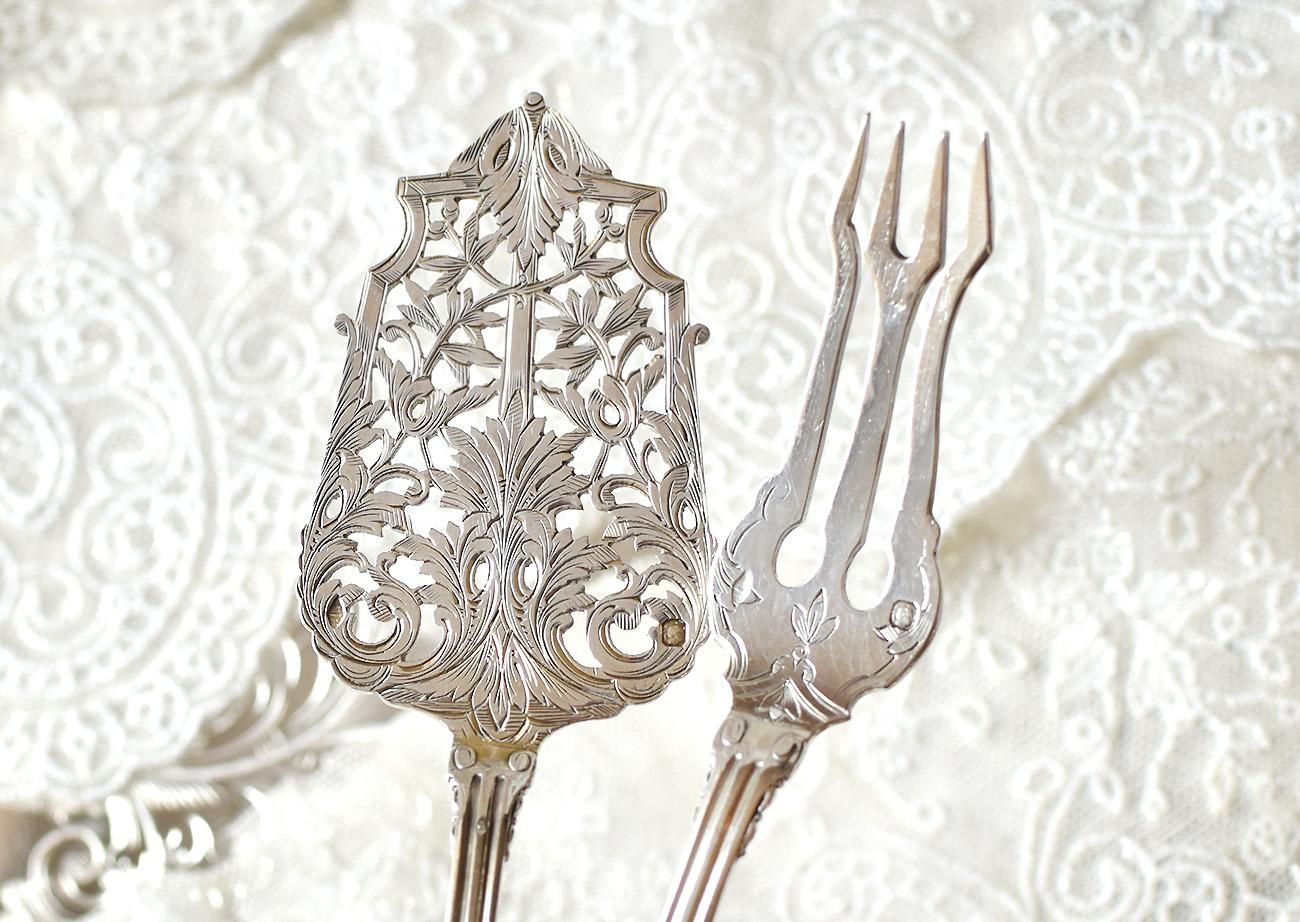 仏アンティーク銀器【純銀（銀950）】サービングカトラリー