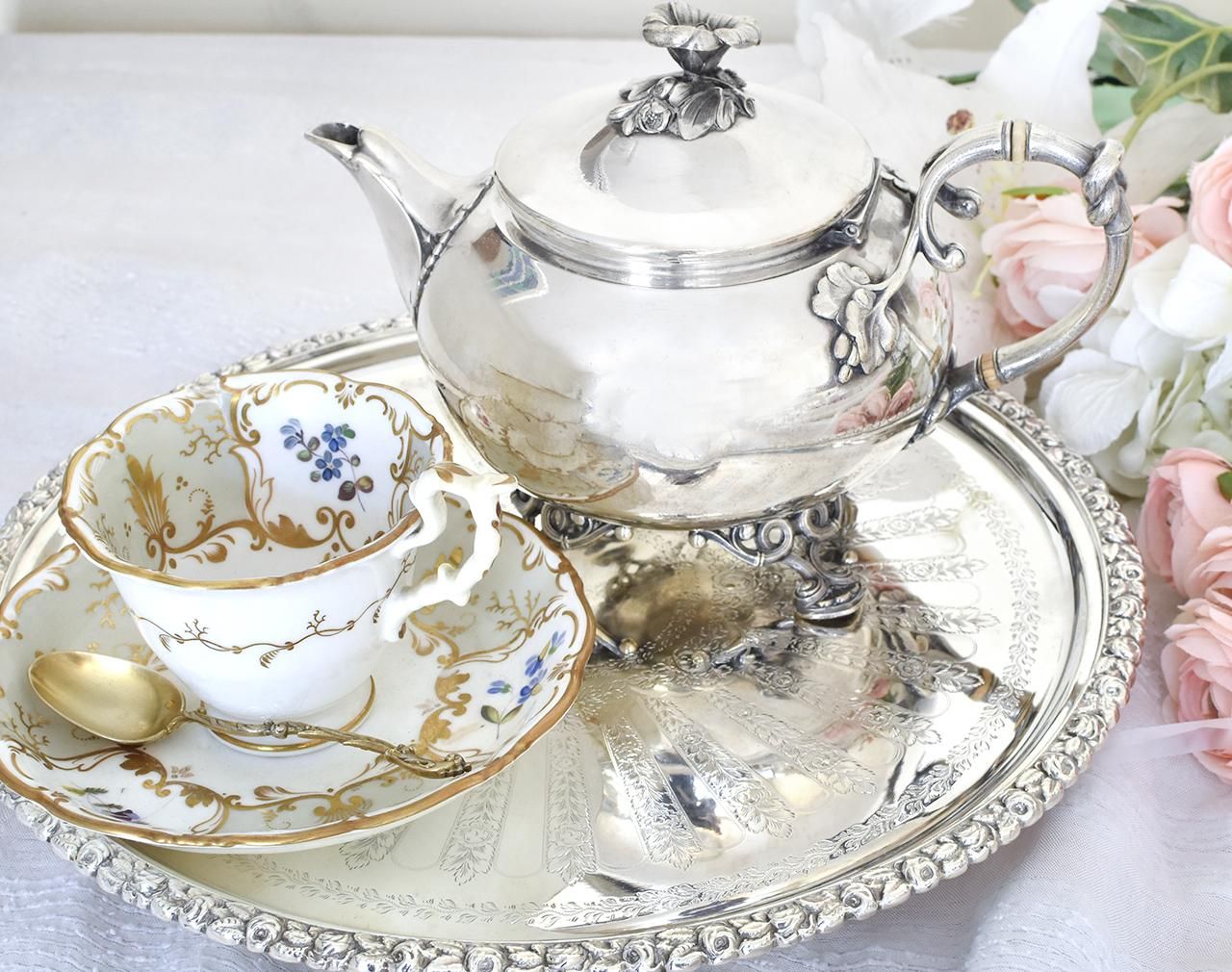 1898年 英国アンティーク シルバープレート製 サルヴァ 直径31cm Elkington 1898年 英国アンティーク シルバープレート製 サルヴァ 直径31cm