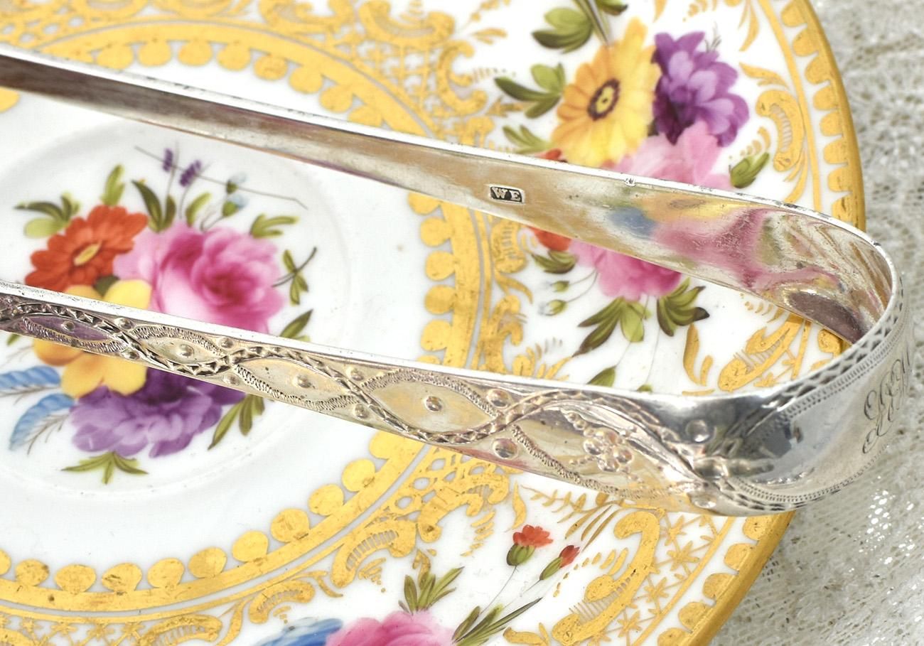 英国アンティーク銀器【純銀】1799年 シュガートング◇ - Edwardian