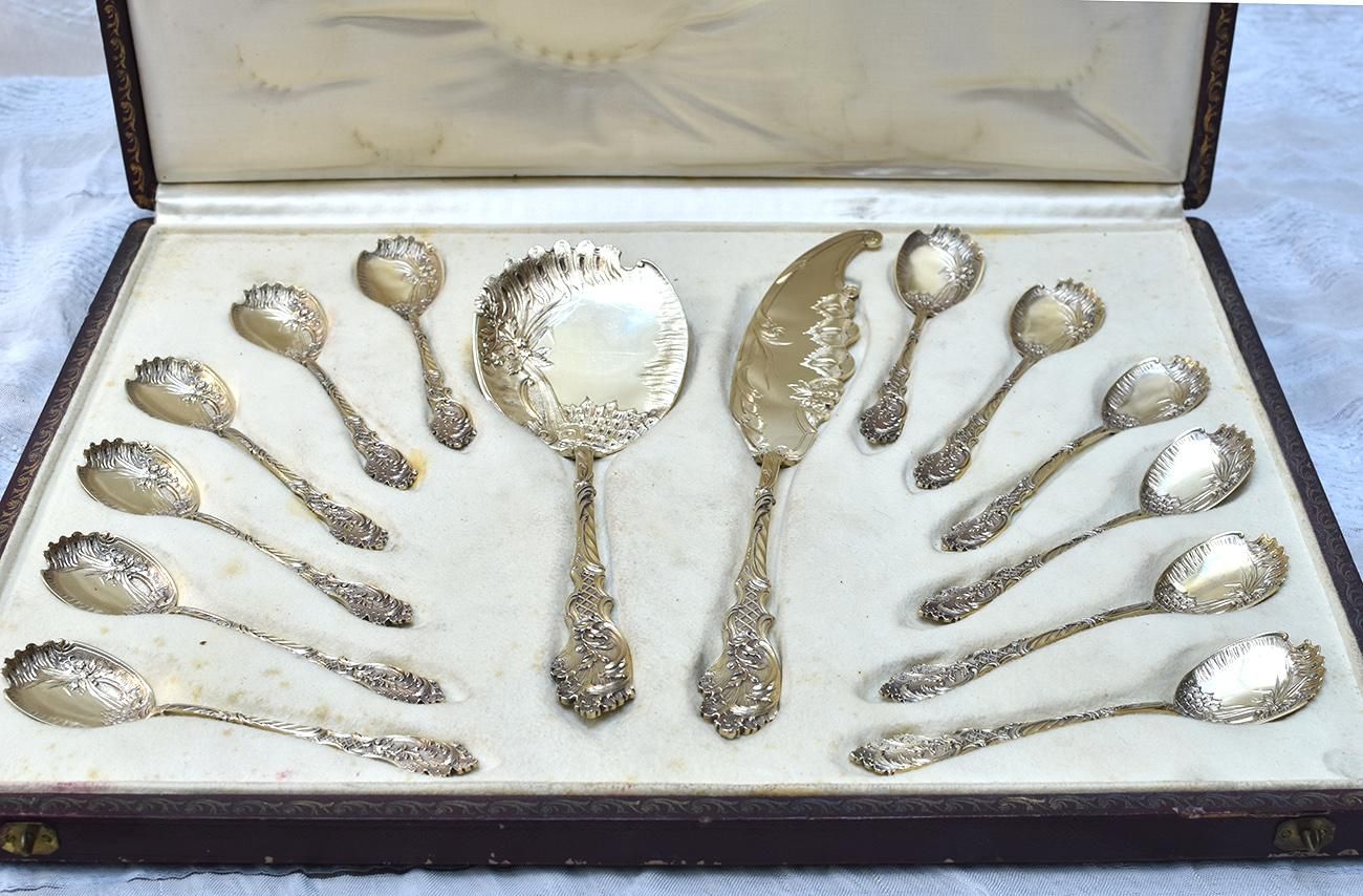 純銀 アイスクリーム スプーン アンティーク 2本セット 純銀