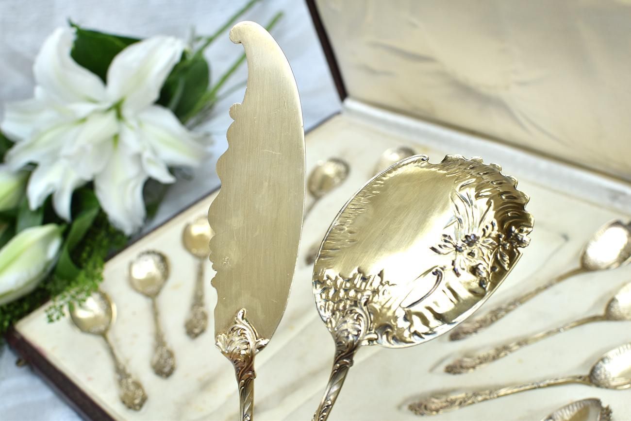 英国】 アールデコのアイスセット スプーン / サーバー Art Deco