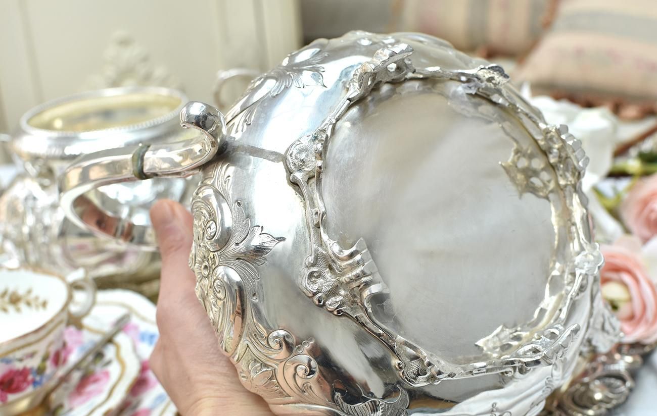 英国アンティーク銀器【シルバープレート】ルイスタイル ティーセット