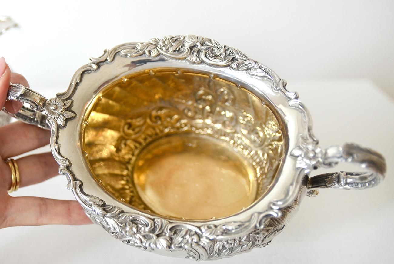 英国アンティーク銀器【純銀】1897年 ティーサービス4点セット Glasgow