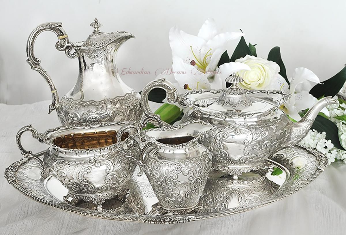 1897～1899年製「英国純銀 調味料入れ」四客 英国アンティーク銀器