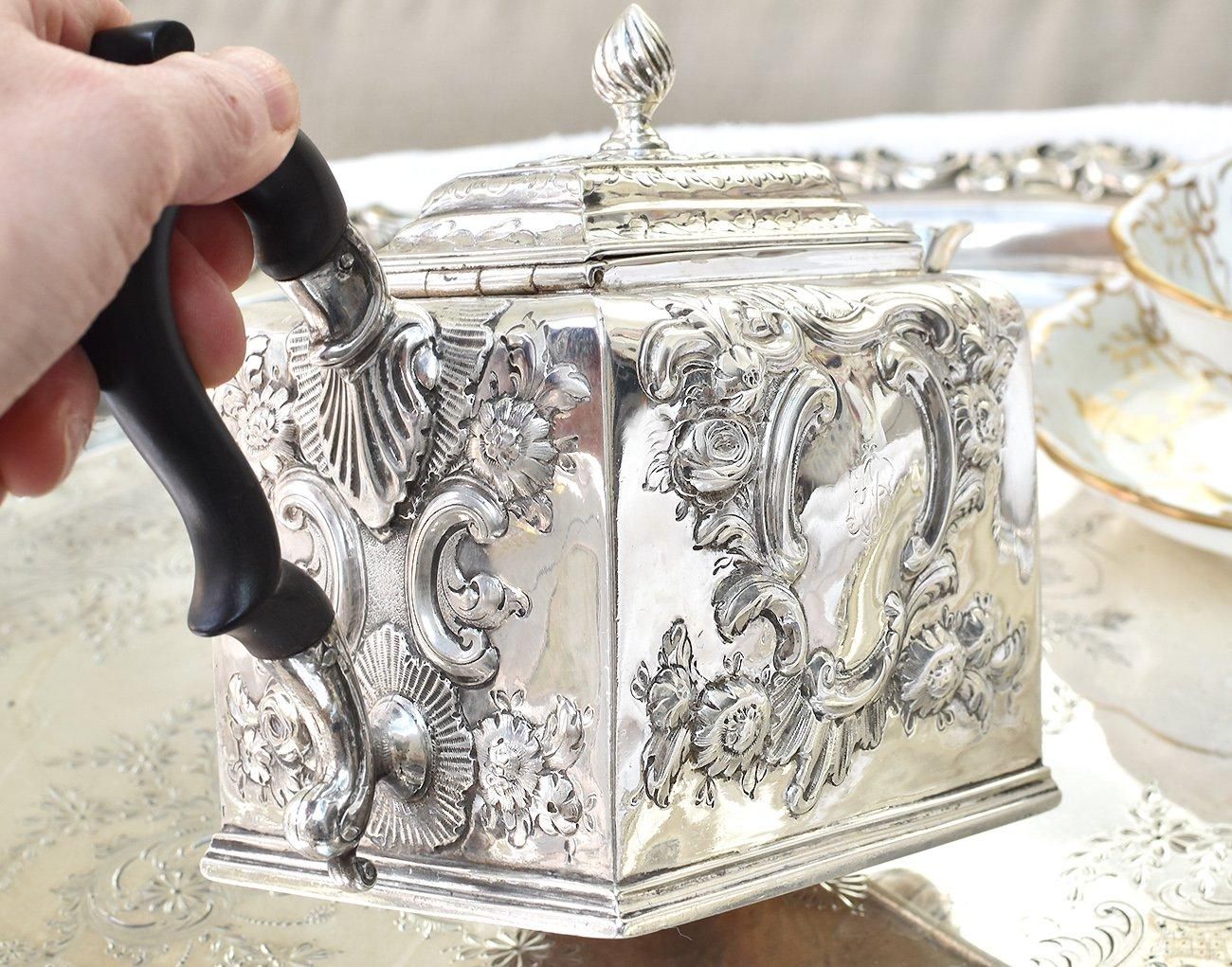 ◇英国アンティーク銀器【純銀】1873年 ティーポット◇バーナード