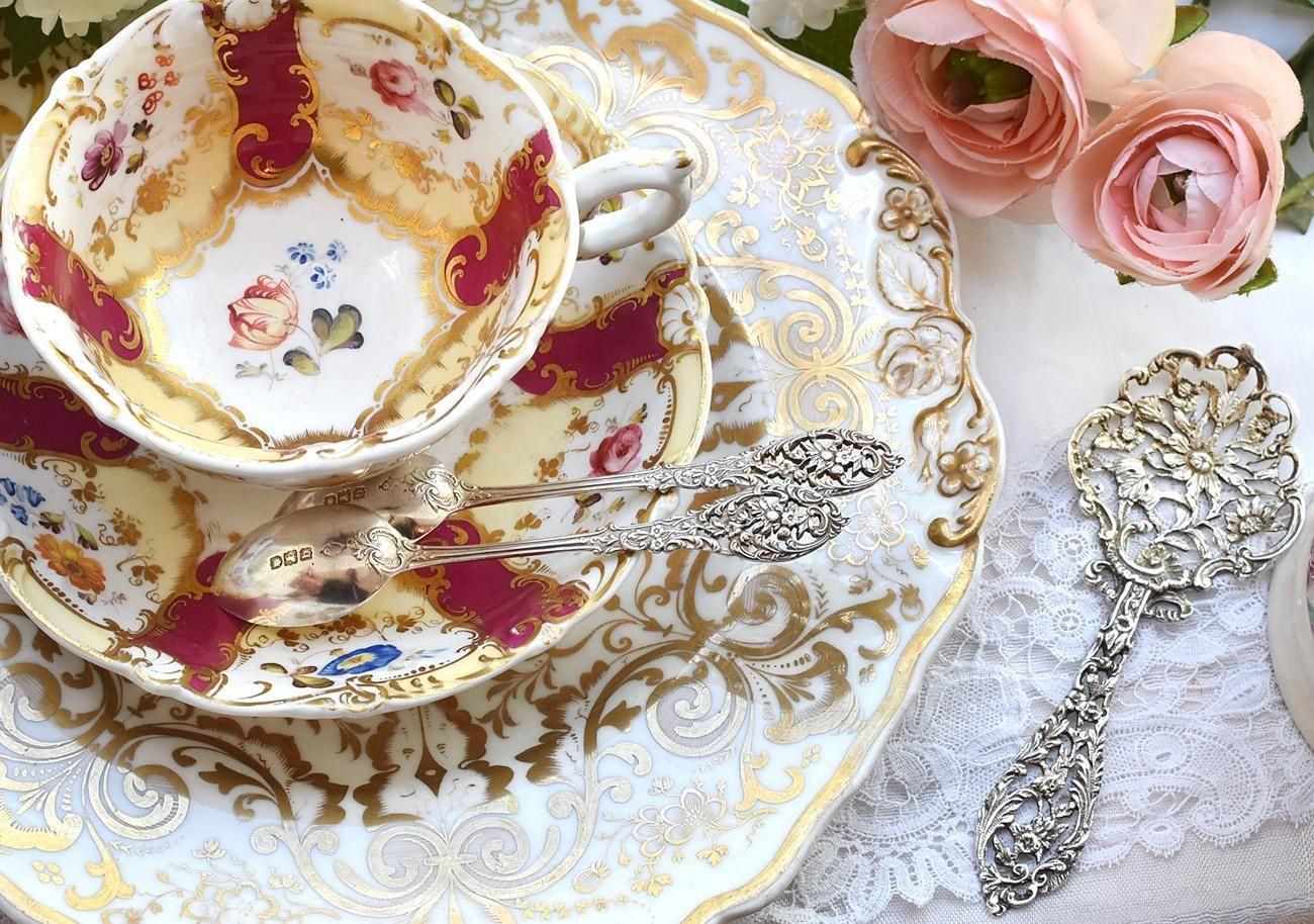 英国アンティーク銀器【純銀】William Comynsセット◇ティースプーン6