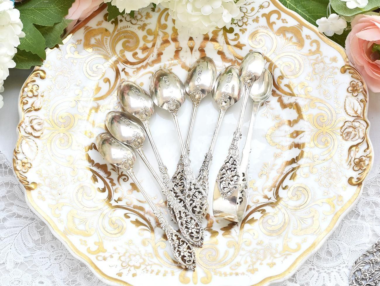 英国アンティーク銀器【純銀】William Comynsセット◇ティースプーン6