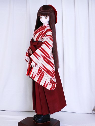 女袴と小振袖・半襦袢のセット赤の矢絣と臙脂の袴13SD・DD SMARTDOLLh 