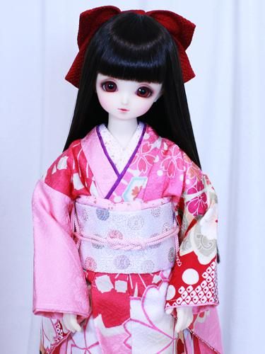 MSD、MDD (S/M/L胸) 可愛い桜柄の振袖6点セット☆菫色 人形