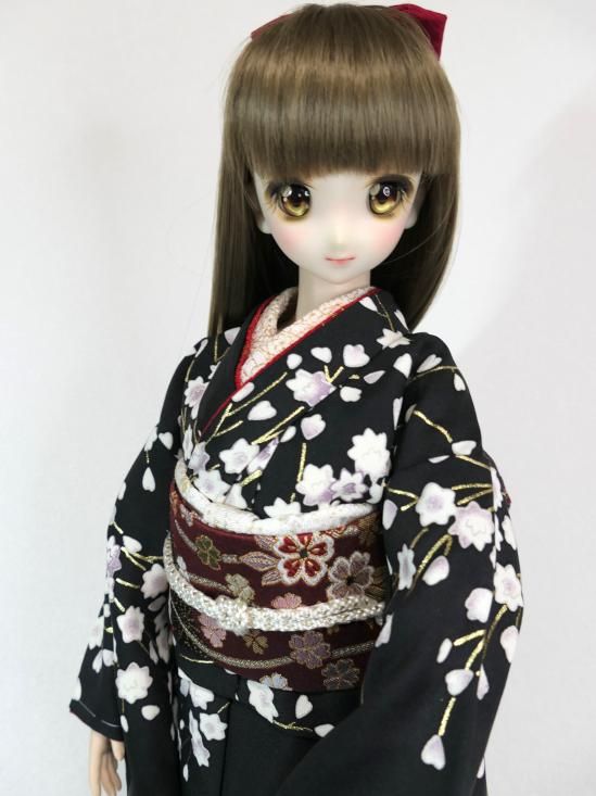 球体関節人形aya】鞠に桜の着物9点セット(鞠に桜・黒) ｜DOLK