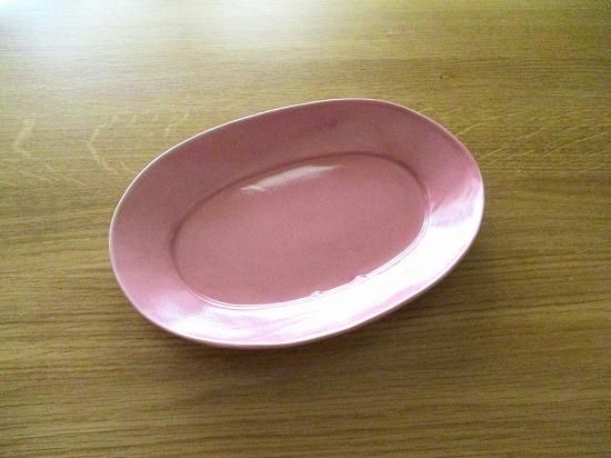 長浜由起子（やぶからぼう）作 オーバル皿（チェリーピンク