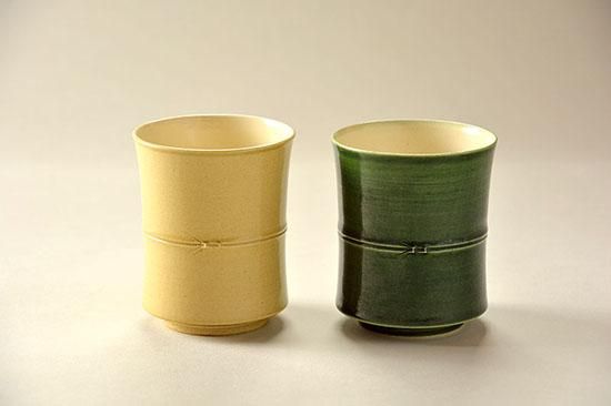 美濃焼 竹形湯呑 柴田節郎作 未使用品 陶器 5客 湯呑 柴田節郎