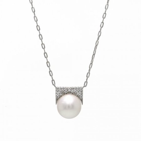 K18WG真珠ダイヤモンドネックレス - ジュエリーKANDAオンラインショップ
