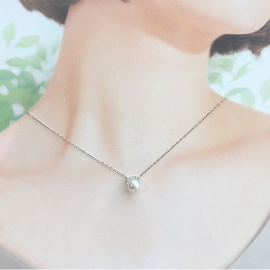 K18WG真珠ダイヤモンドネックレス - ジュエリーKANDAオンラインショップ