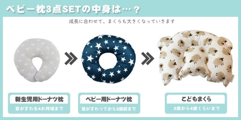 エスメラルダ ドーナツ枕こどもまくら 3点セット 日本製 エスメラルダ ドーナツ枕こどもまくら 3点セット 日本製
