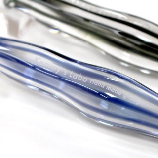 Kemmy'sLabo ガラスペン ふと軸 ストライプ 透明カラー レイヴン F細字/B太字