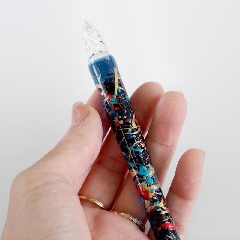 Synchronicity Glass Art　ツインガラスペン　ブルー カワセミ ガラスペン BUNGUBOX x Synchronicity Glass Art