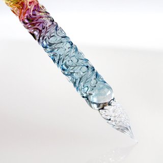 [送料無料]シンクロニシティグラスアート Synchronicity Glass Art うねり ブルー&イエロー 2刀流