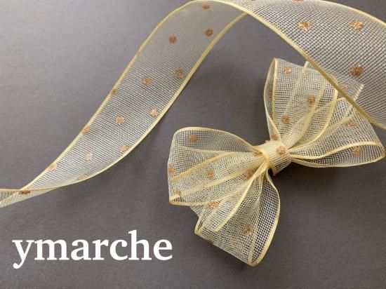 KKNEKKI(KKK-206 )ゴールドドットメッシュリボン - ymarche by MAISON DE Y