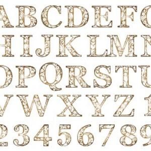 HAWAIIAN JEWELRY ALPHABET [S] (ハワイアンジュエリーアルファベット・ブライトゴールド)（無くなり次第終了） -  ポーセリンアート用デザイン転写紙｜VICTORIA Design ｜通販ヴィクトリアデザイン