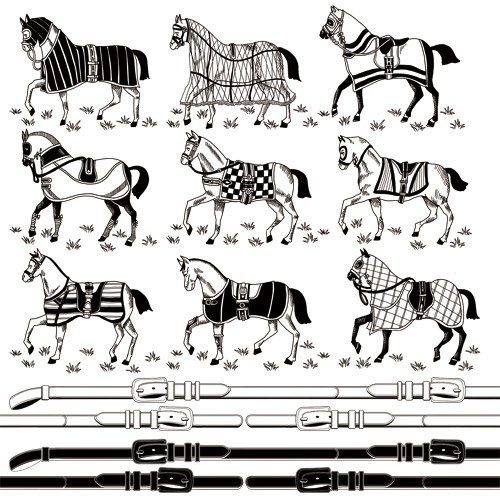 HORSE MONO(ホースモノ)/転写紙 馬柄 馬具 モノトーン ファッショナブル モノクロ