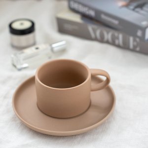 スモーキーカラーカップ&ソーサー(ブラウン)/食器 おしゃれ コーヒーカップ