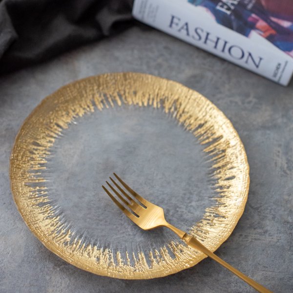 フラッシュガラスプレート(ゴールド) | おしゃれで華やかな食器 皿