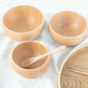 ぽってりボウル/カフェ風 ナチュラル 木製 食器  お椀 ウッド