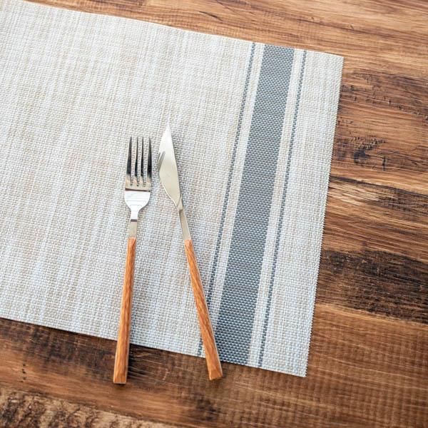 フレンチリネン風ランチョンマット(ベージュ×グレー)(無くなり