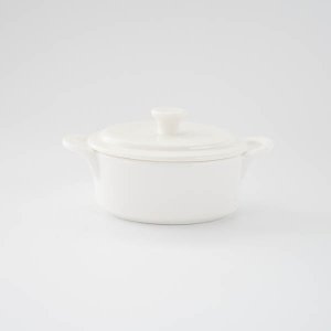 楕円キャセロール(蓋付)(無くなり次第終了)/ 白磁 ポーセリンアート 真っ白い食器 小物入れ
